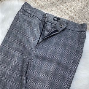 Zara Plaid straight legged skinny slacks